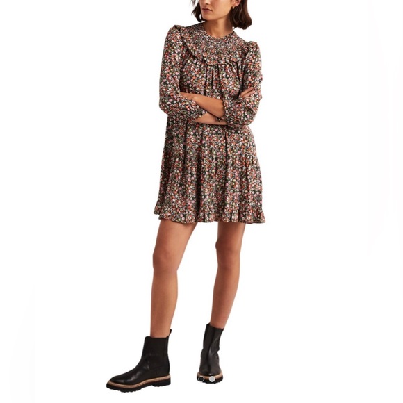 Boden Dresses & Skirts - BODEN | Smocked Yoke Floret Meadow Tiered Mini Dress Size 14L